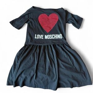 Love Moschino Black Dress with Red Sequin Heart